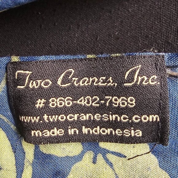 Two Cranes Blue Green Floral Fringed Batik Boho Rectangular Scarf Shawl Wrap - Picture 13 of 13